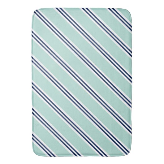 Mint en Blue Preppy Stripes Pattern Badmat (Voorkant Verticaal)