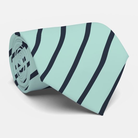 Mint en Blue Stripes Pattern Stropdas (Opgerold)