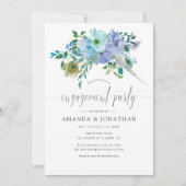 Mint en Blue Waterverf Boho Engagement Party Kaart (Voorkant)