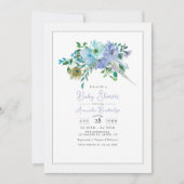 Mint en Blue Waterverf Boho Floral Baby shower Kaart (Voorkant)