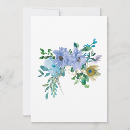 Mint en Blue Waterverf Boho Floral Baby shower Kaart (Achterkant)