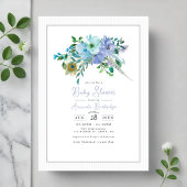 Mint en Blue Waterverf Boho Floral Baby shower Kaart