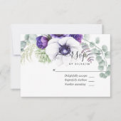 Mint en Blue Waterverf Floral Wedding RSVP Kaart (Voorkant)