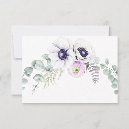 Mint en Blue Waterverf Floral Wedding RSVP Kaart (Achterkant)