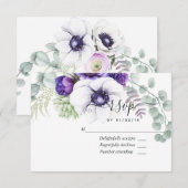 Mint en Blue Waterverf Floral Wedding RSVP Kaart (Voorkant / Achterkant)