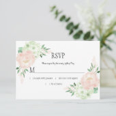 Mint en Blush Waterverf Flowers RSVP (Staand voorkant)