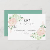 Mint en Blush Waterverf Flowers RSVP (Voorkant / Achterkant)