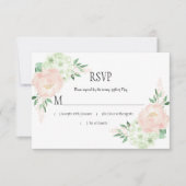 Mint en Blush Waterverf Flowers RSVP Kaartje (Voorkant)