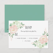 Mint en Blush Waterverf Flowers RSVP Kaartje (Voorkant / Achterkant)