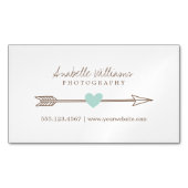 Mint en Brown Heart en Arrow Magnetisch Visitekaartje (Voorkant)