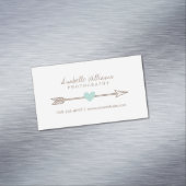 Mint en Brown Heart en Arrow Magnetisch Visitekaartje (Voorbeeld)
