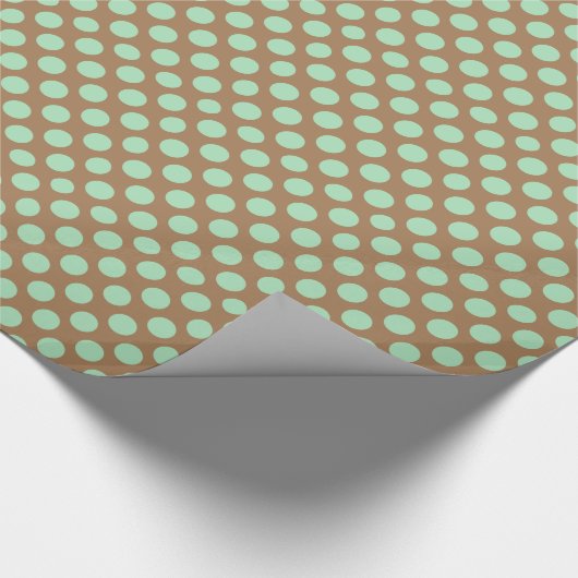 Mint en bruin pokadot cadeaupapier (Hoek)