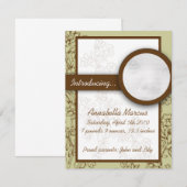 Mint- en bruine New Baby Announcement-kaarten Aankondiging (Voorkant / Achterkant)