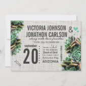 Mint en Burlap Succulent Modern Wedding Kaart (Voorkant)