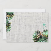 Mint en Burlap Succulent Modern Wedding Kaart (Achterkant)