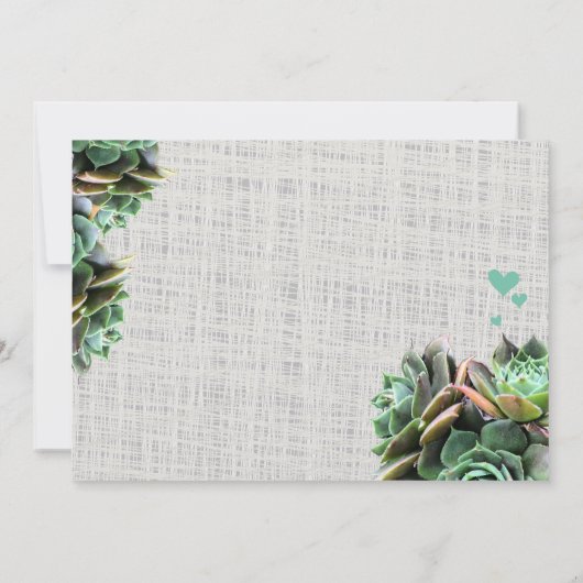 Mint en Burlap Succulent Modern Wedding Kaart (Achterkant)