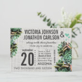 Mint en Burlap Succulent Modern Wedding Kaart (Staand voorkant)