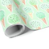 Mint en Chip Ice Cream Kegelpatroon Cadeaupapier (Rol Hoek)