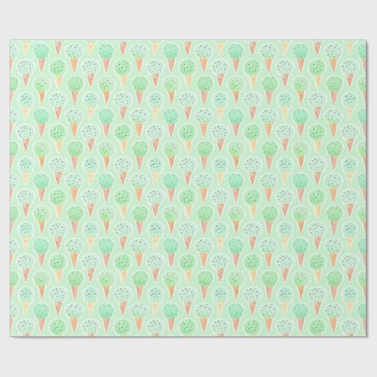 Mint en Chip Ice Cream Kegelpatroon Cadeaupapier (Vlak)
