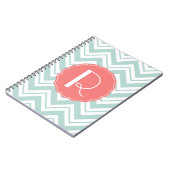 Mint en Coral Chevron Monogram notebook Notitieboek (Linkerzijde)