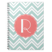 Mint en Coral Chevron Monogram notebook Notitieboek (Voorkant)