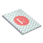 Mint en Coral Chevron Monogram notebook Notitieboek (Rechterzijde)