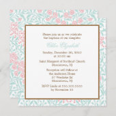 Mint en Coral Floral Damask Christening Kaart (Voorkant / Achterkant)