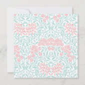 Mint en Coral Floral Damask Christening Kaart (Achterkant)