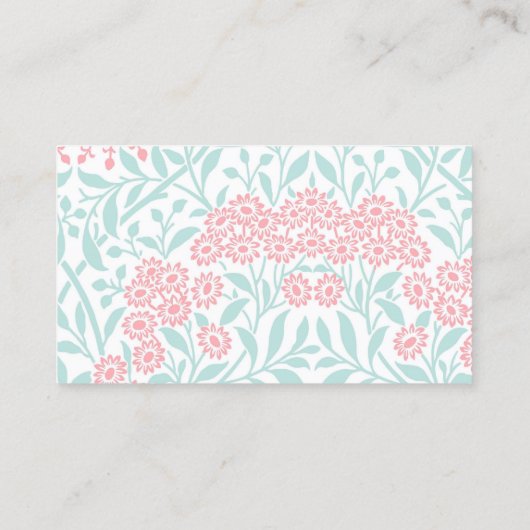 Mint en Coral Floral Damask Pattern Contactkaartje (Achterkant)