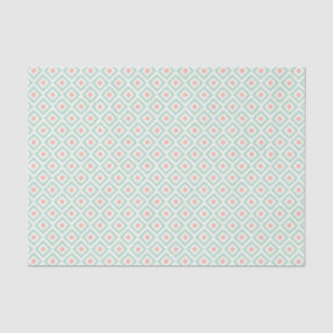 Mint en Coral Ikat Diamonds Patroon Tissuepapier