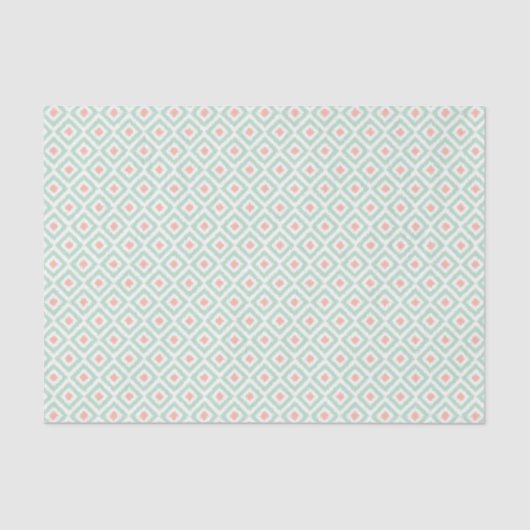 Mint en Coral Ikat Diamonds Patroon Tissuepapier (Voorkant)