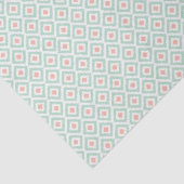 Mint en Coral Ikat Diamonds Patroon Tissuepapier (Detail)