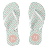 Mint en Coral Ikat Pattern Teenslippers (Voetbed)