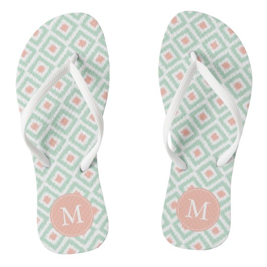 Mint en Coral Ikat Pattern Teenslippers (Voetbed)
