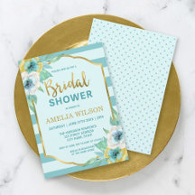 Mint en Faux Gold Floral Bridal Shower