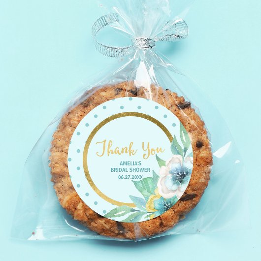 Mint en Faux Gold Floral Vrijgezellenfeest Ronde Sticker