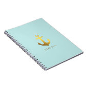 Mint en Faux Gold Foil Anchor Notitieboek (Rechterzijde)
