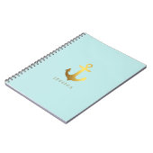 Mint en Faux Gold Foil Anchor Notitieboek (Linkerzijde)