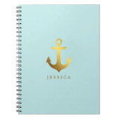 Mint en Faux Gold Foil Anchor Notitieboek (Voorkant)