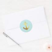 Mint en Faux Gold Foil Anchor Ronde Sticker (Envelop)