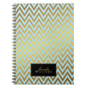 Mint en Faux Gold Foil Chevron Stripes Notitieboek
