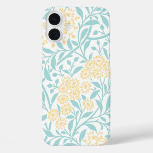 Mint en Geel Floral Damask Pattern iPhone 16 Plus Hoesje