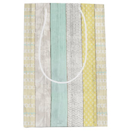 Mint en geel Geometrisch Rustisch Baby shower Medium Cadeauzakje