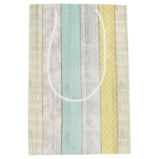Mint en geel Geometrisch Rustisch Baby shower Medium Cadeauzakje (Voorkant)