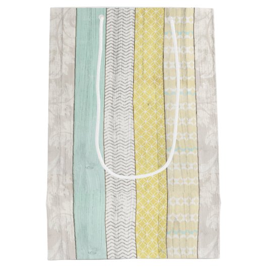 Mint en geel Geometrisch Rustisch Baby shower Medium Cadeauzakje (Achterkant)