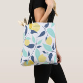 Mint en Geel Lemons Patroon Tote Bag (Dichtbij)