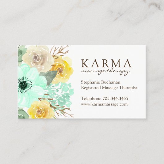 Mint en geel Visitekaartje Afsprakenkaartje (Voorkant)