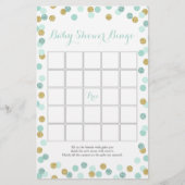 Mint en Glitter Baby shower Bingo Game Flyer (Voorkant)