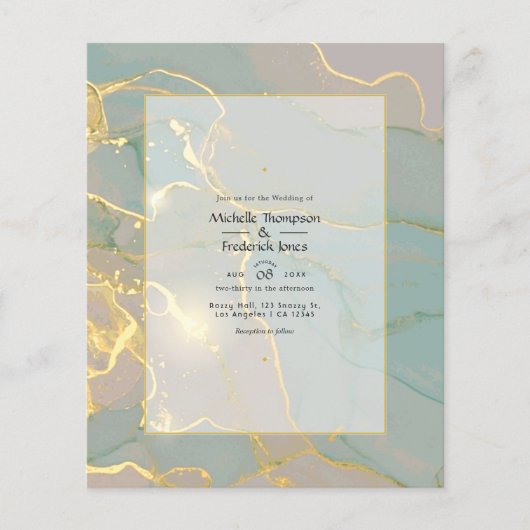 Mint en Gold Alcohol Ink Marble Wedding Flyer (Voorkant)