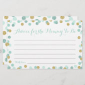 Mint en Gold Baby shower Advice voor Kaarten van m (Voorkant / Achterkant)